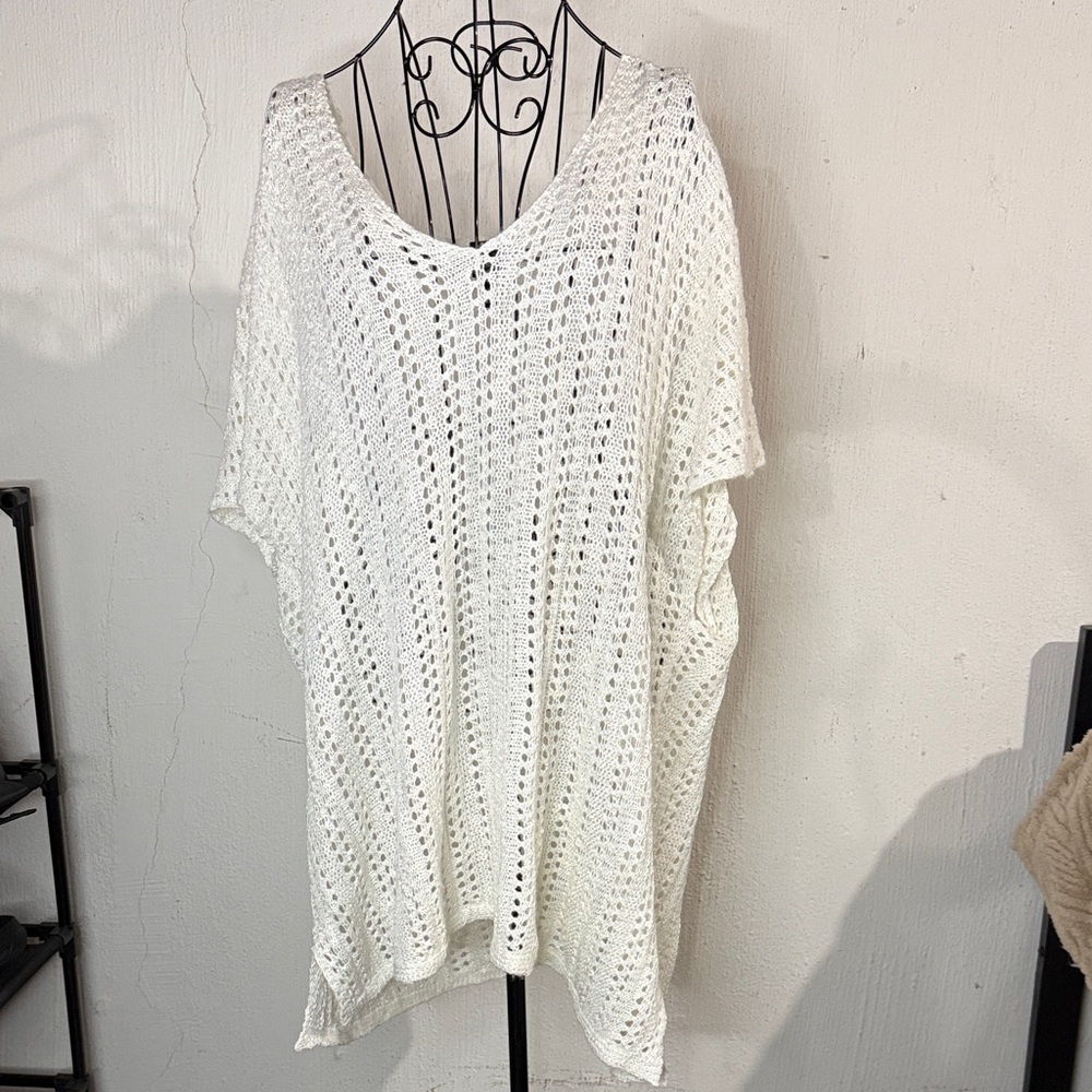 daytrip L Oversized White Crochet Top